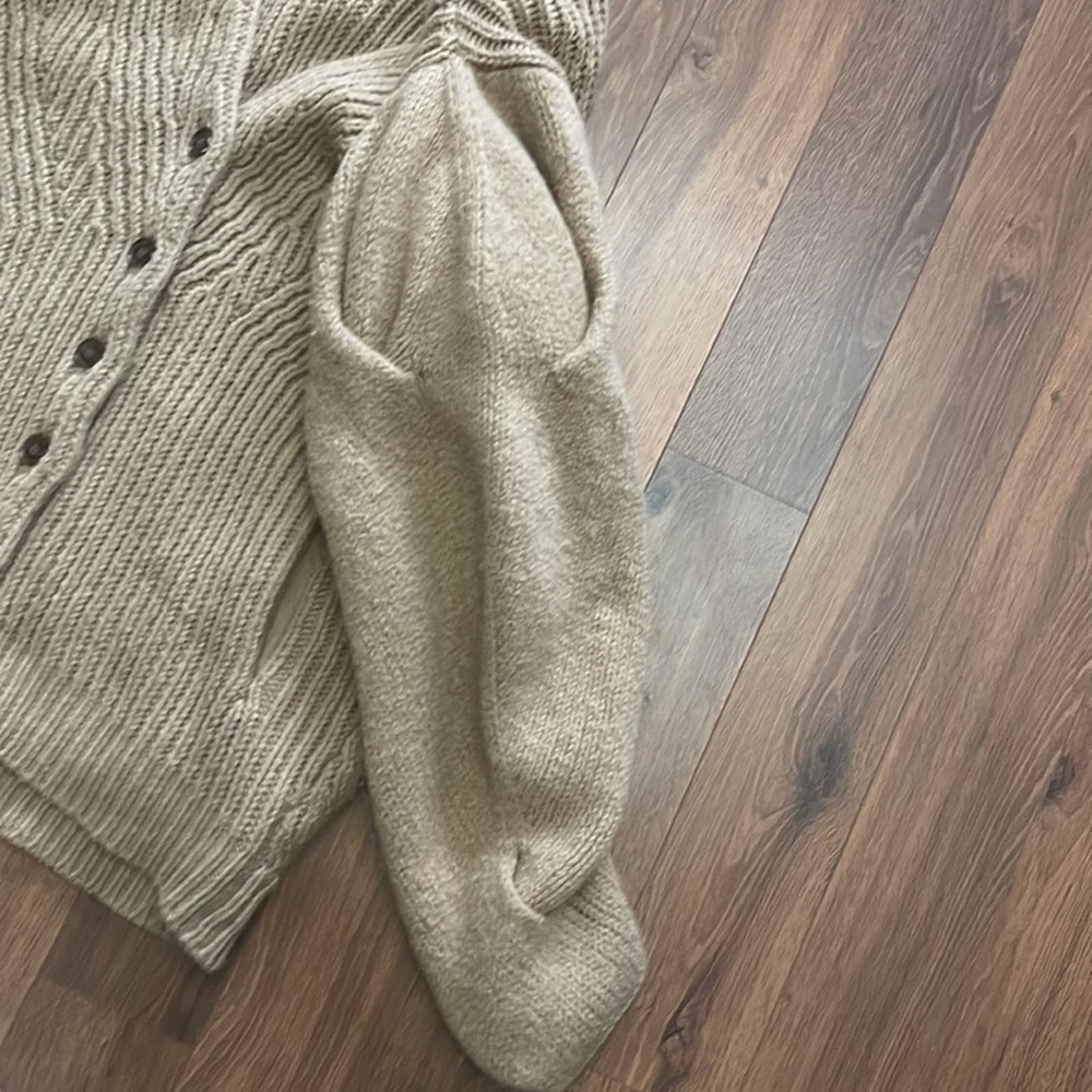 Alexander Wang Chunky Balloon Puffy Sleeve Oversized Wool Cardigan - Picture 2 of 7